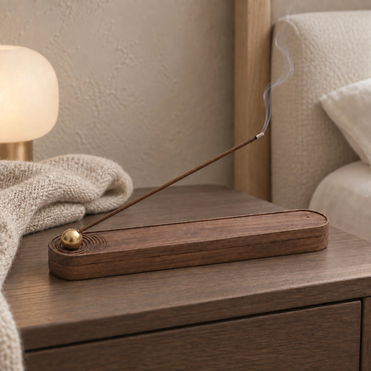 Walnut Incense Holder Storage Box